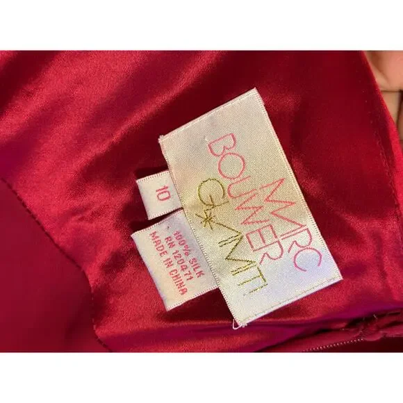 Vintage Y2K Marc Bouwer 100% Silk Maxi Dress Beaded V-Neck Red Cocktail Party 10 - Picture 11 of 14